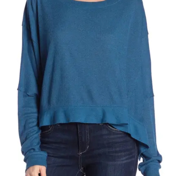 Abound Seamed Dolman Sleeve Pullover in Teal Sapphire Size XS - Picture 2 of 6